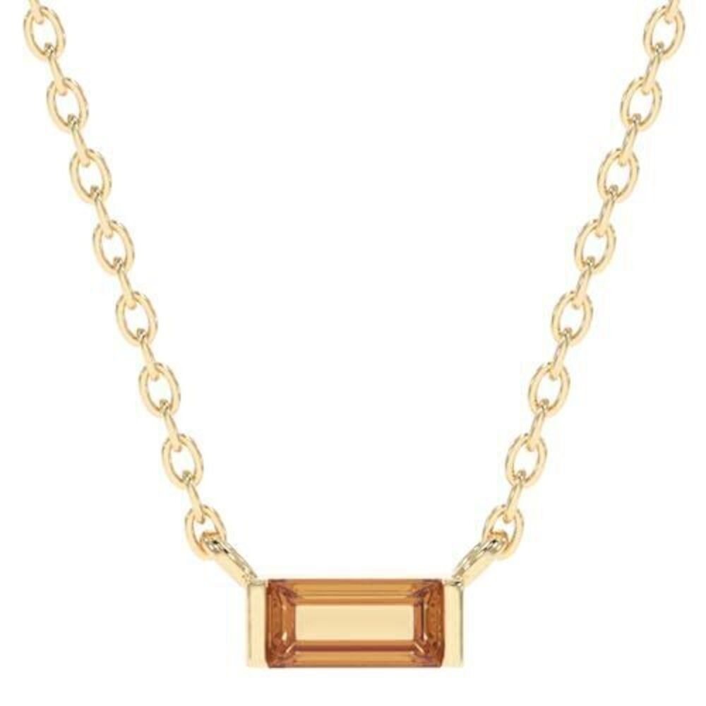 8607 Citrine Necklace , Premium Gold Minimalist Rectangle Necklaces